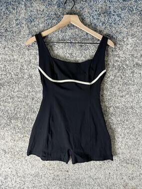 Monday Body Torsette Bodysuit Womens Large Black Open Bust Shapewear Shorts